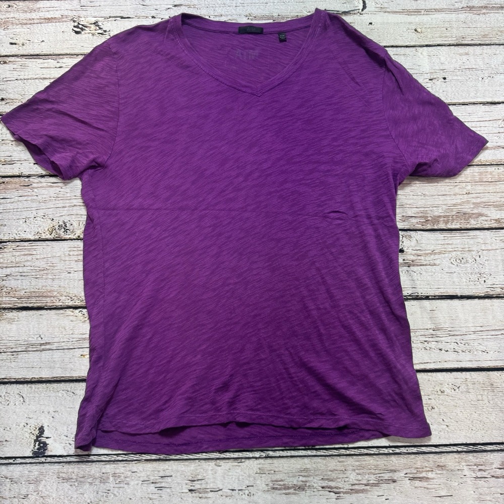 ATM V-Neck Short Sleeve Slub Knit Purple Tee Sz M Loose Oversized Fit